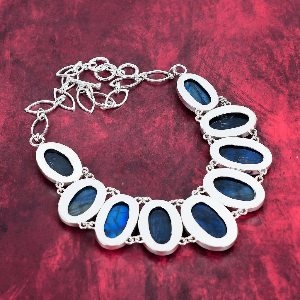 Blue Flash Labradorite Necklace 925 Sterling Silver Jewelry, Handmade Adjustable Chain Necklace Gemstone Jewelry, Gifts For Wife Brand New Necklace