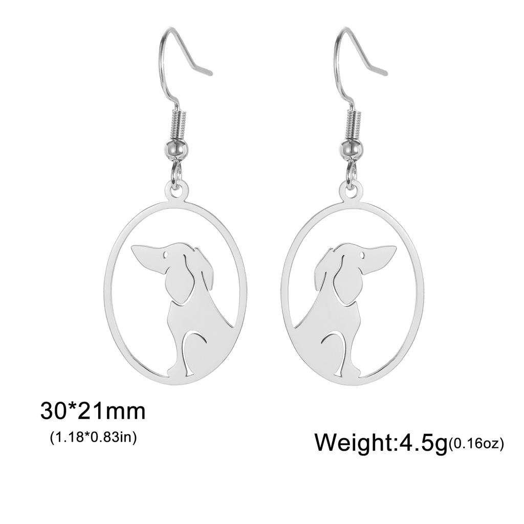 Cazador Stainless Steel Sitting Dog Oval Pendant Women's Earrings 2026 Jewelry Hanging Earrings Valentine Gifts for New