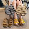 Retro super fire one-word slippers women's summer wear 2025 spring new sandals thick sole heightening seaside Boken sandals