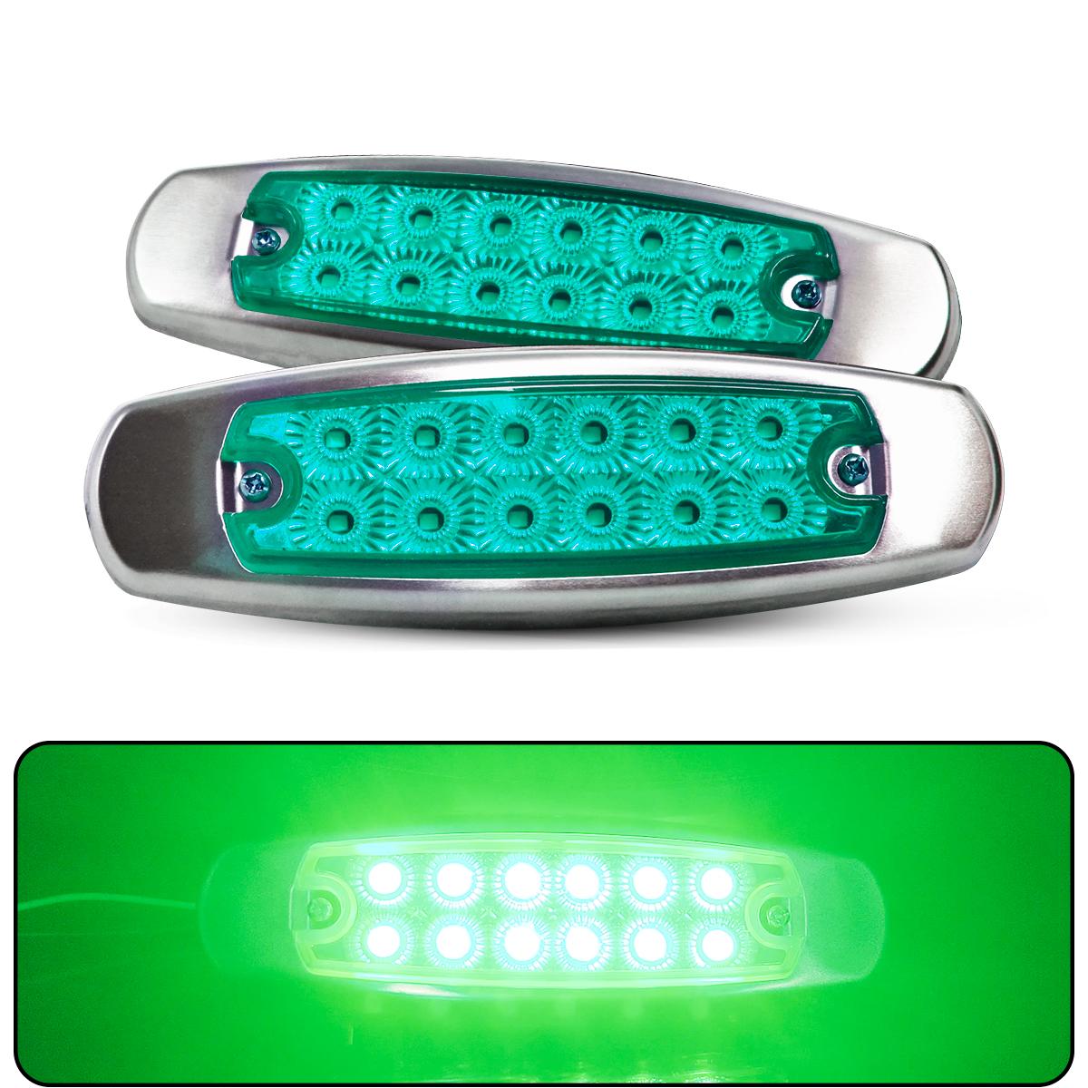 

2 Pieces High Bright LED Side Light 12V/24V White/Orange/Red/Blue/Green For Lorry/Truck/Pick up Long Life Span Easy Installation зелёный