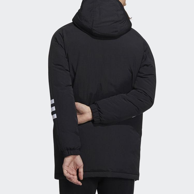 adidas mid-length Sports hooded Zipper Down Jacket Black Men's H45235