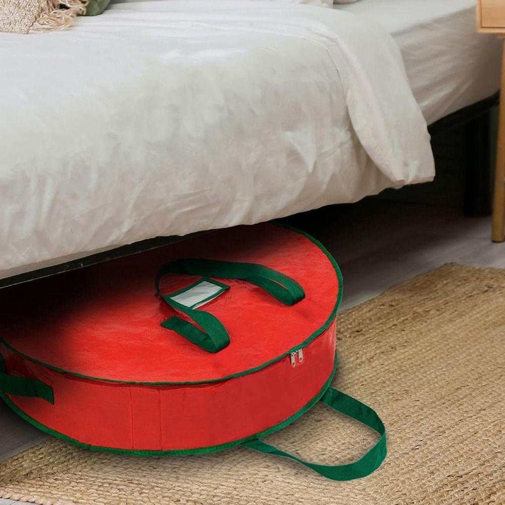 Oxford Cloth Garlands Storage Bag Red Holiday Wreath Storage Container Wreath Storage Bag  for Home