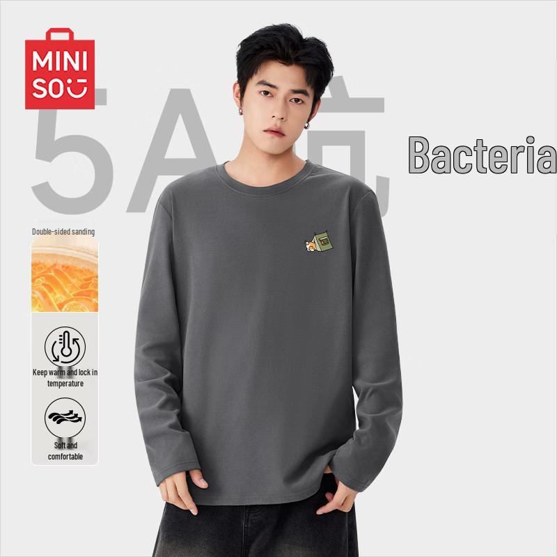 MINISO Men s Plush Lined Round Neck Long Sleeve T-Shirt XL