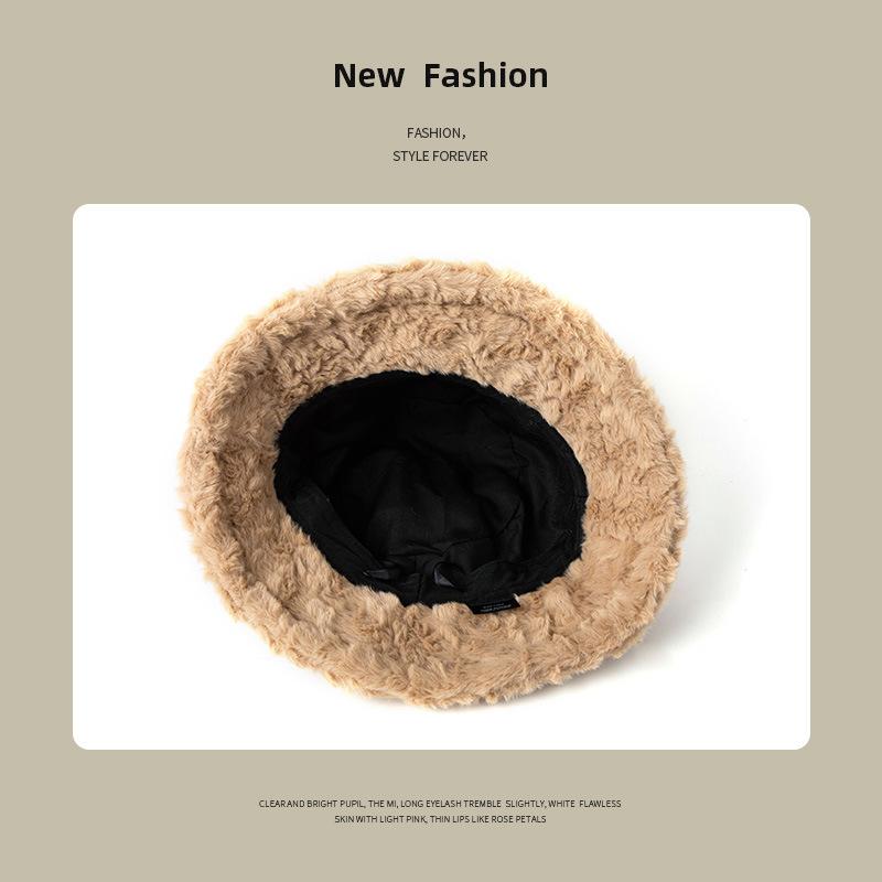 Imitation Rabbit Fur Big Head Circumference Bucket Hat Autumn and Winter Plush Versatile Show Small Face Warm Thickened Fashion Basin Hat