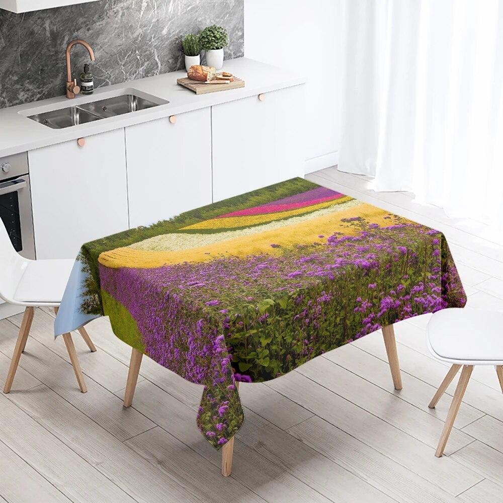 Rose Flower Tablecloth Restaurant Table Decoration Wedding  Anti-Stain Rectangular  Home