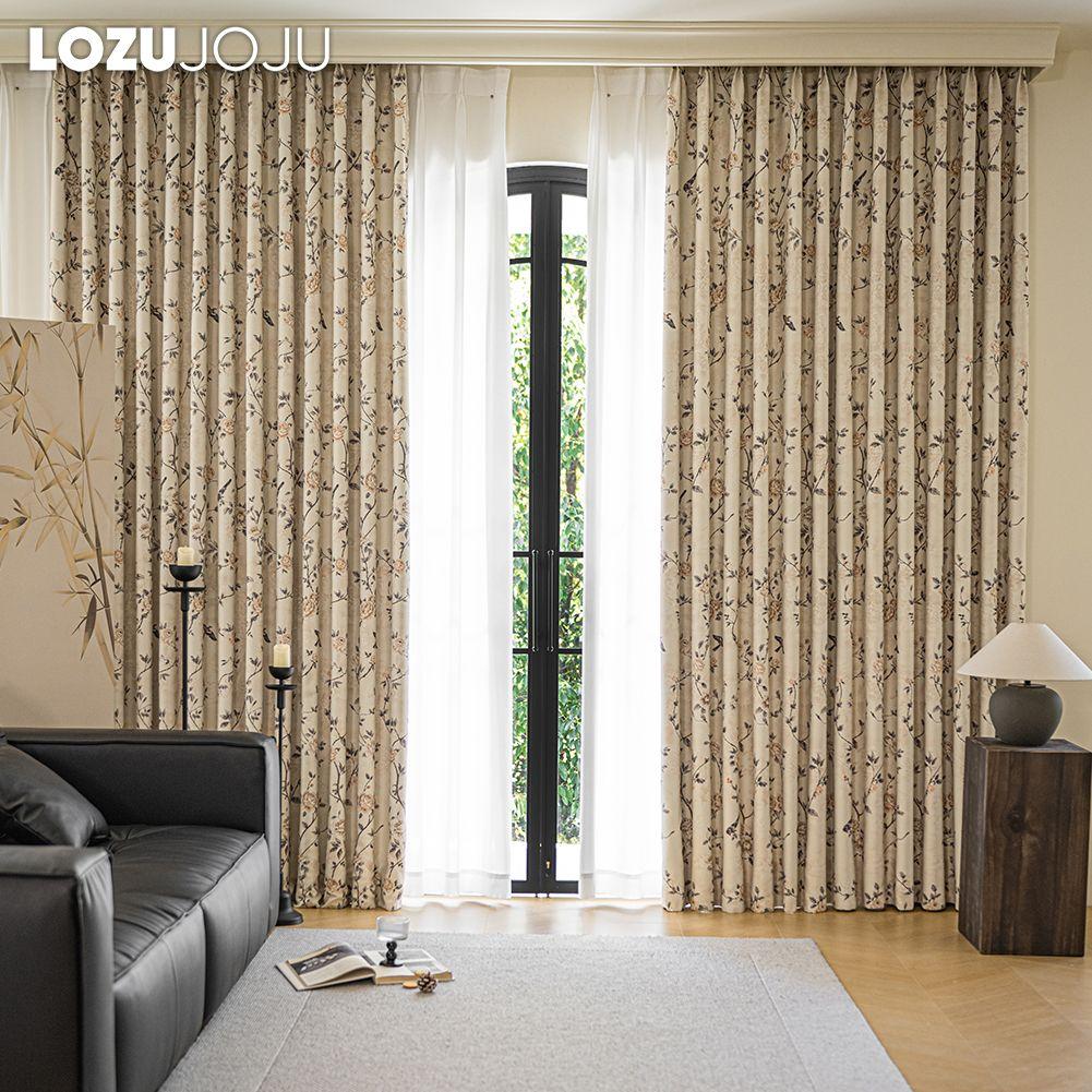 1PC LOZUJOJU Rural Style Retro Thick Curtains High-precision Printed Blackout Curtains for Bedroom Living Room Window for Home Decor