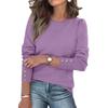 Womens Fashion Long Sleeve Button Cuff Soft Knit Pullover Trendy Tops Solid Color