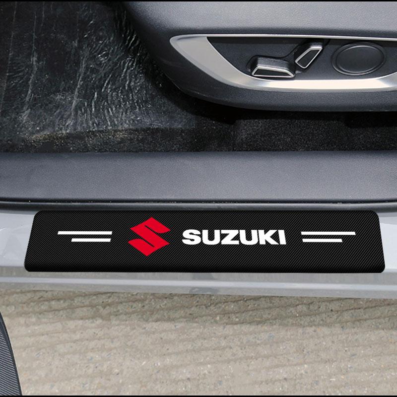 4Pc Car Door Plate Carbon Fiber Threshold Protector Sticker for Suzuki Jimny GW250 Samurai Vitara Swift Baleno SX4 Ignis Alto Splash Swace