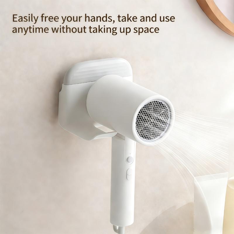 Hair Dryer Holder With Storage Organizers Adhesive Installation For Bathroom Space Saving