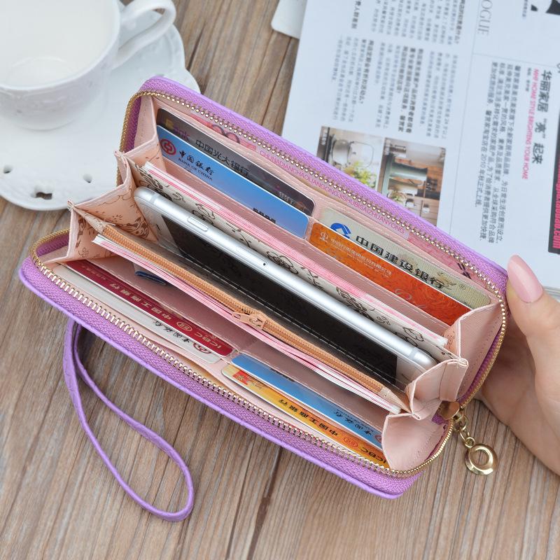 Kvinner Mote Håndvesker Kunstskinn Clutch Vesker Dame Elegant Mynt Veske Telefon Veske Merkedesign Lange lommebøker
