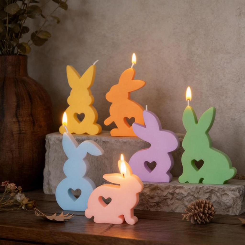 DIY Easter Bunny Candle Silicone Mold Love Cute Rabbit Handmade Soap Aromatherapy Gypsum Ornament Resin Crafts Molds Home Decor