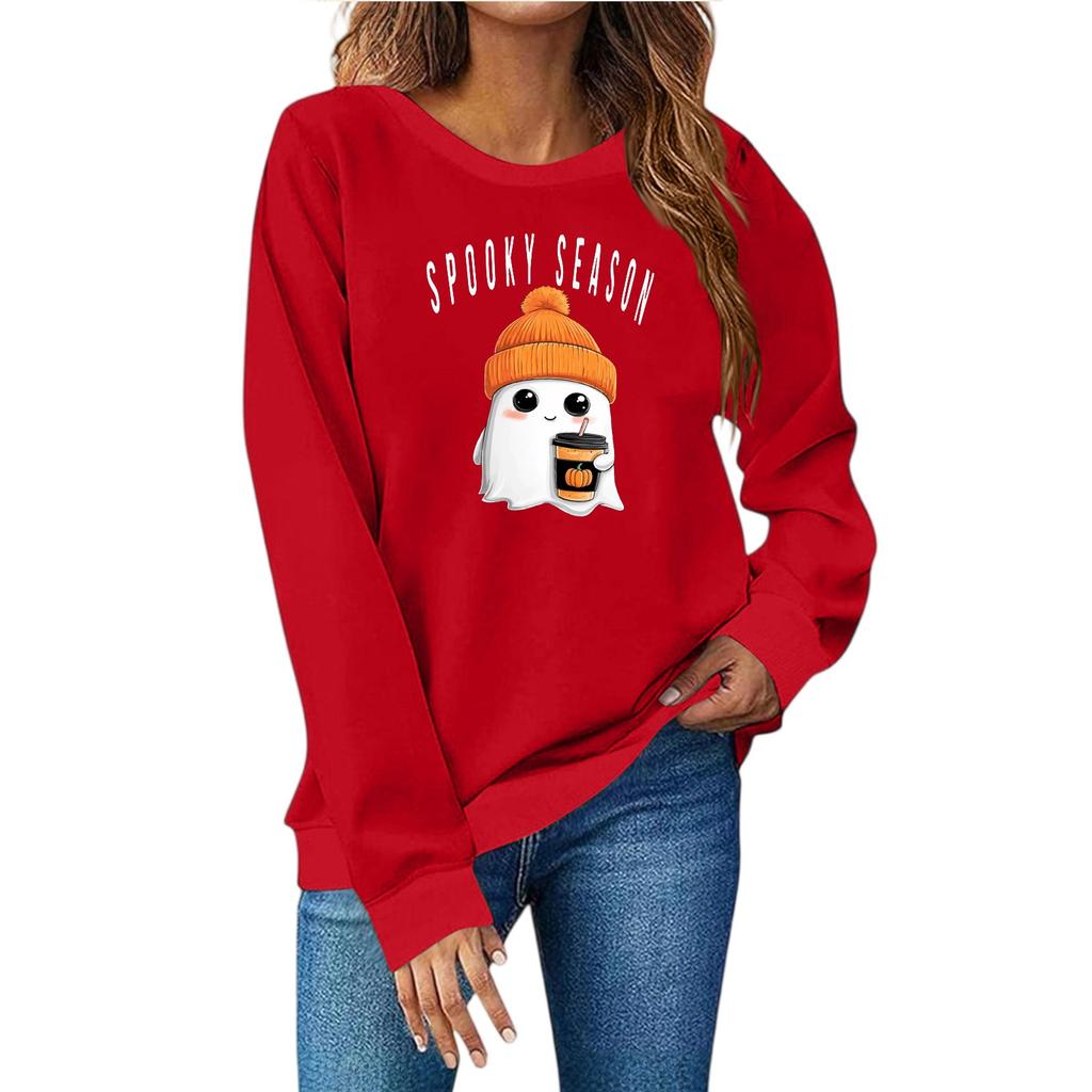 Women's Fashion Casual Print Casual Long Sleeve Round Neck Sweatshirt Top