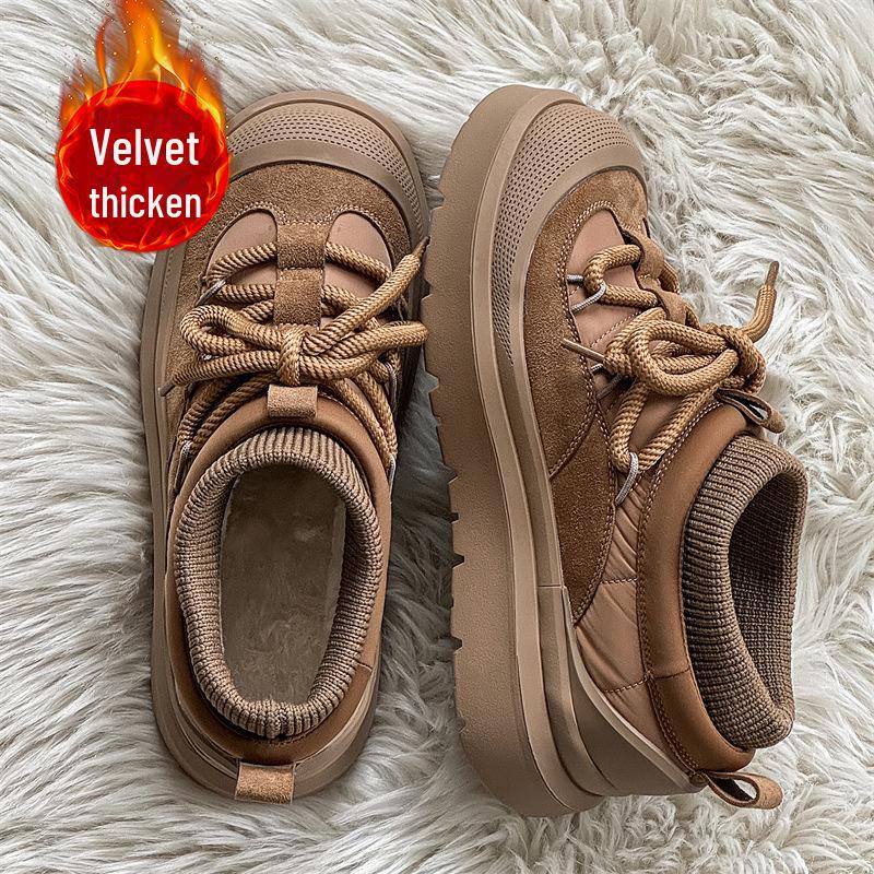 

Men s and Women s Thick-Soled Velvet Snow Boots - Winter Warm, Cold-Proof, Short Tube Fashion Cotton Shoes Women s 39 коричневый
