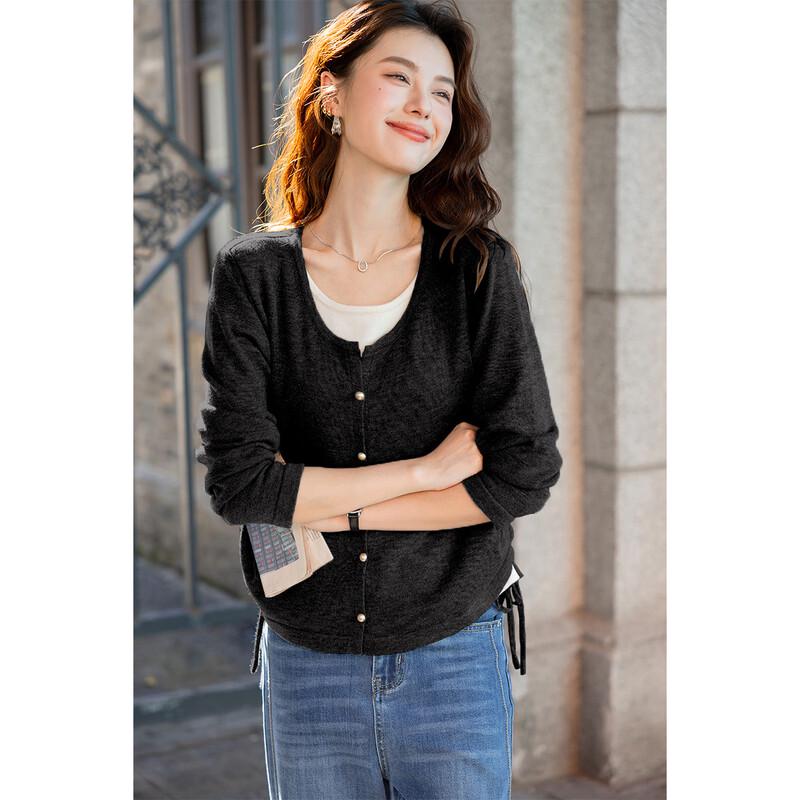 Mokana Women's Faux Two-Piece Long-Sleeve Knit Top