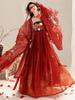Hanfu Dinastia Tang: Gonna Hezi con Dodici Dee dei Fiori e Top Rosso a Maniche Ampie con Ricami Pesanti (Stile 2026)