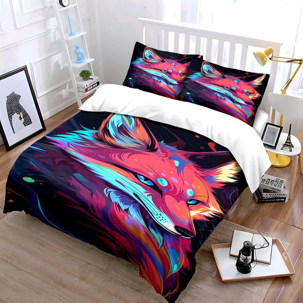 Colorful Abstract Fox Design. Bedding Sets Duvet Cover Sets Duvet Covers Pillowcases(1*Duvet Cover 2*Pillowcases Without Duvet Insert)