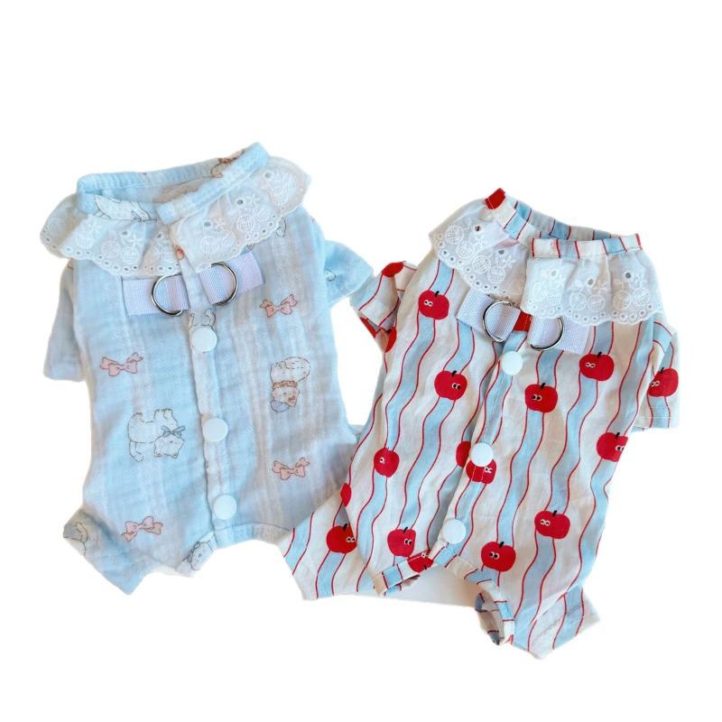 Cotton Turtleneck Pajama Set for Air Conditioning, Suitable for Spring and Summer, for Pets (dogs and Cats), for Outdoor Use, Four-legged Clothing.