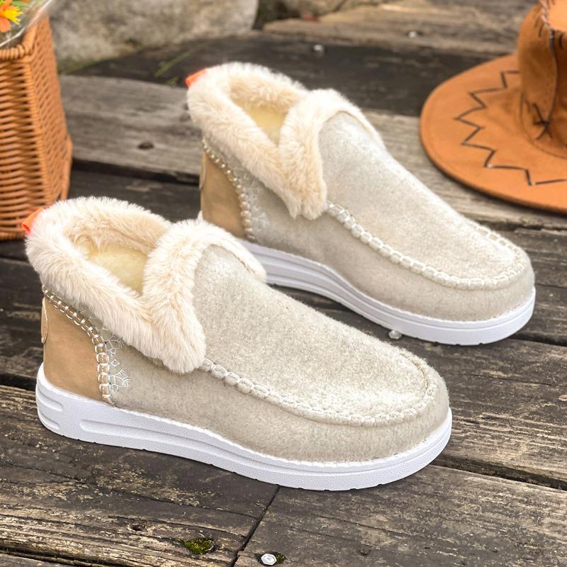 

Женские зимние ботинки больших размеров на флисовой подкладке – с меховой отделкой, на плоской подошве, оптом 43 бежевый