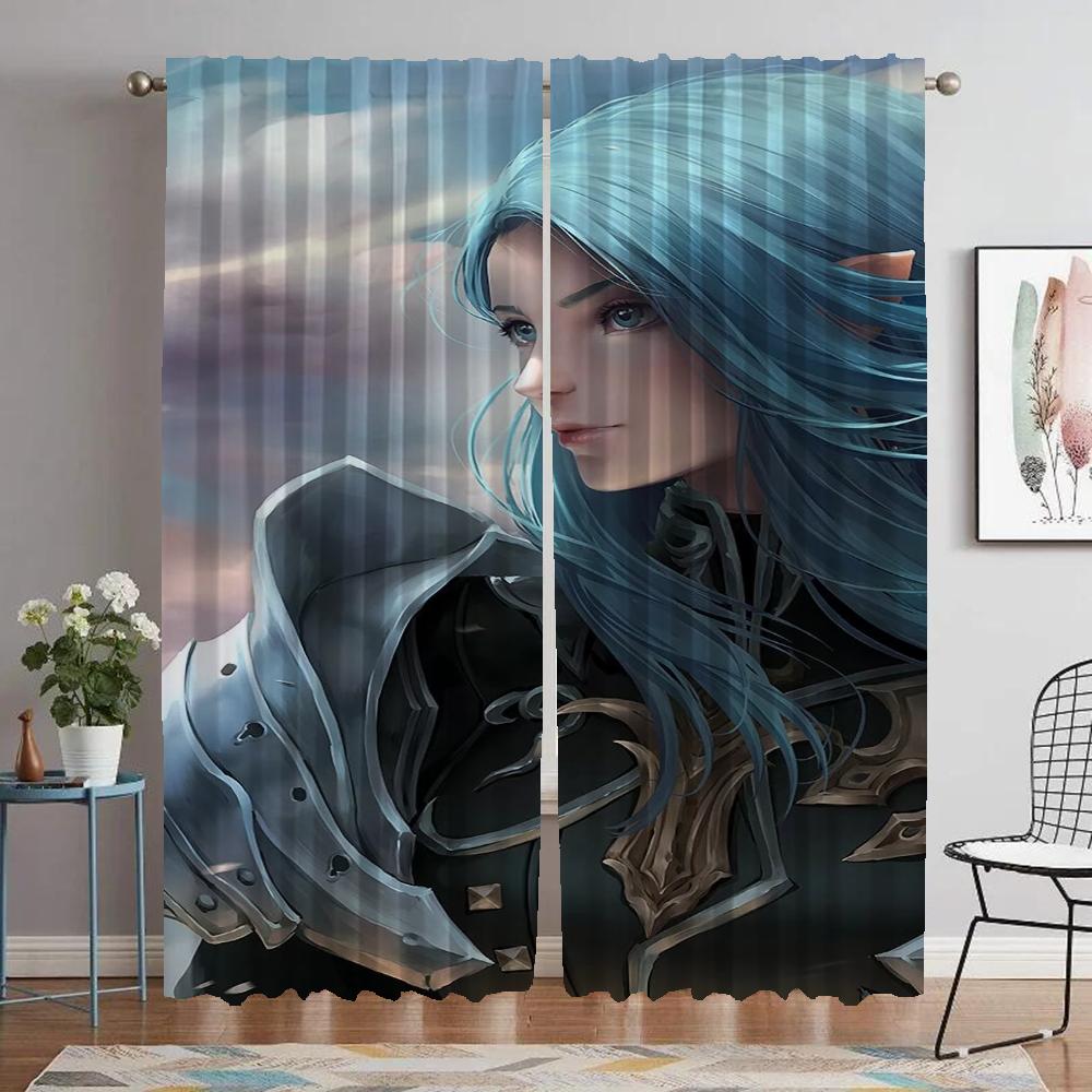 Modern Living Room Curtains 2 Pieces Female Elf Blackout Curtain for Room 2 Panel Shades Halloween Decoration Partition Kitchen