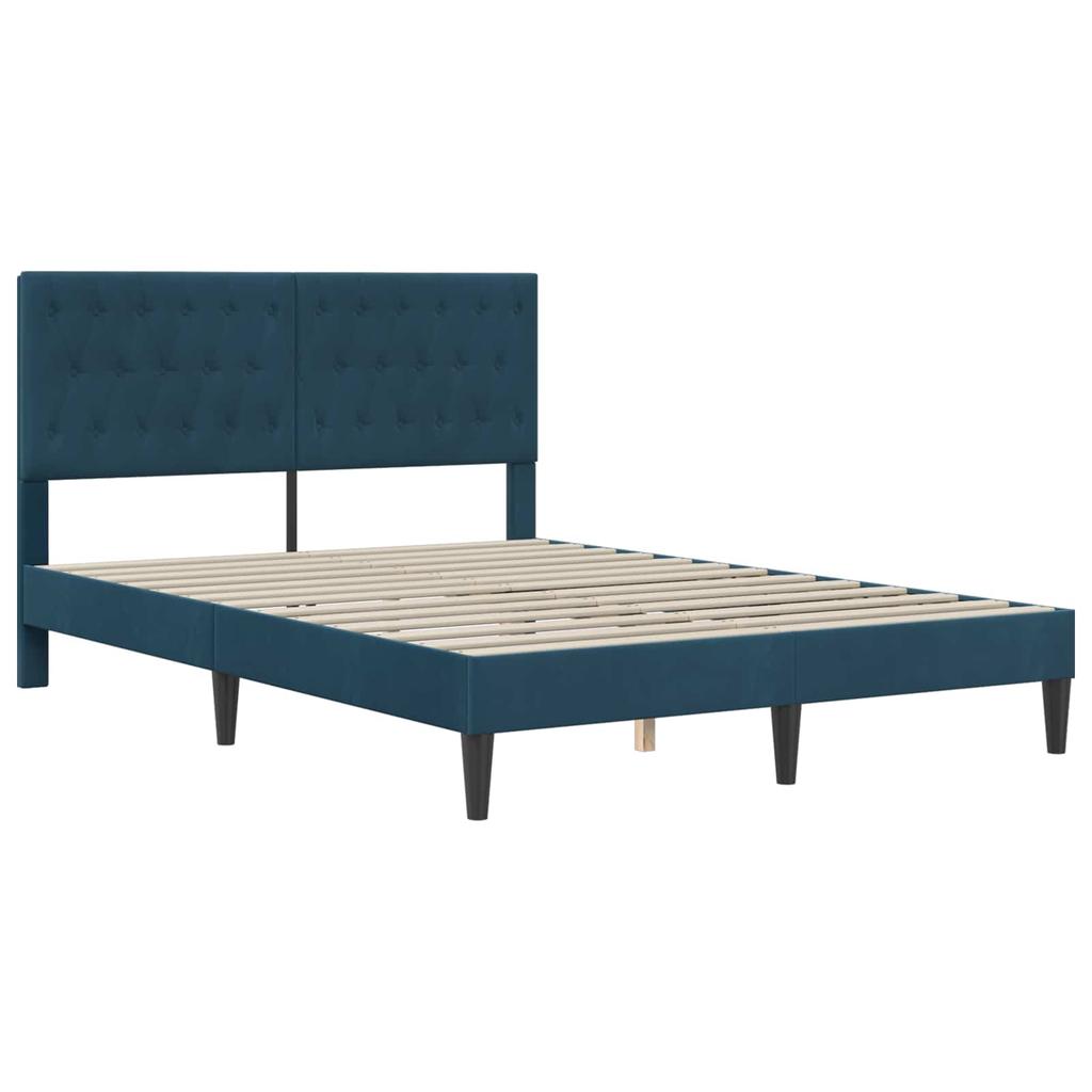 Bed Frame with Mattress and Headboard Blue 120 x 200 cm Velvet