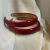 Retro Wine Red Leather Headband Leather Vintage Red Headband Fashion Compression Headband  Women