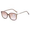Retro Gray and Tea Lens Progressive Reading Glasses with Large Frame