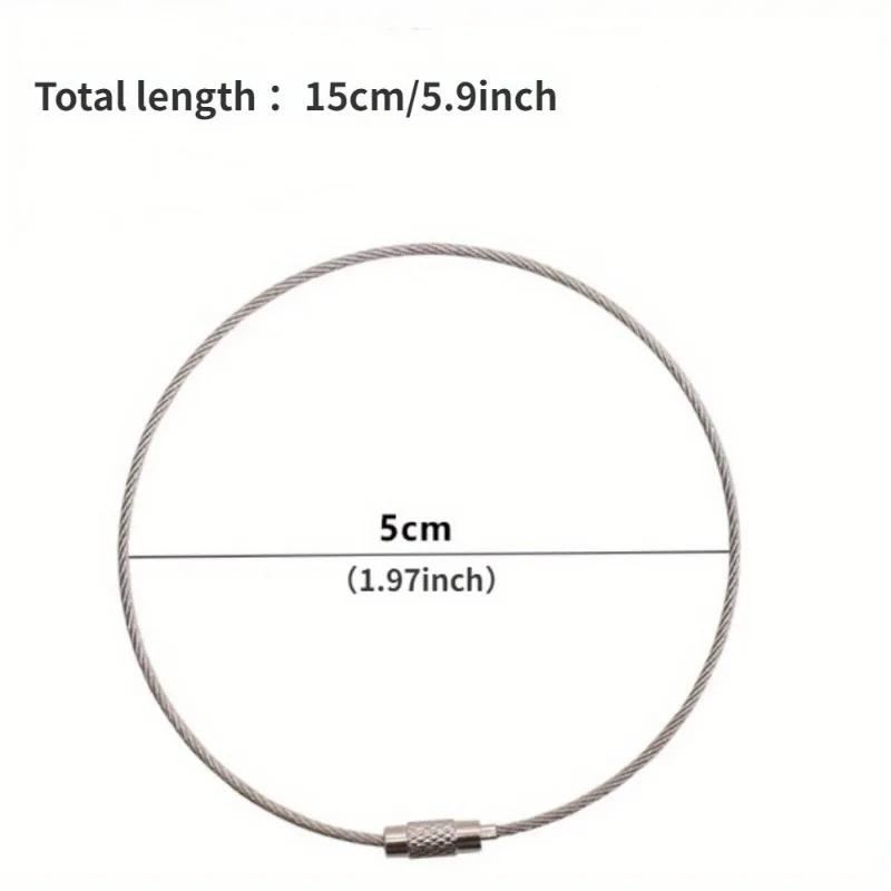20pcs Stainless Steel Wire Keychains Cable Key Rings Luggage Loops Tag Keepers Heavy Duty Keychain 304 Stainless Steel Ring