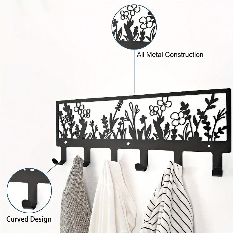 Heavy Duty Floral Wall Rack Coat Hanger Storage Organizer Rustic Home Decor