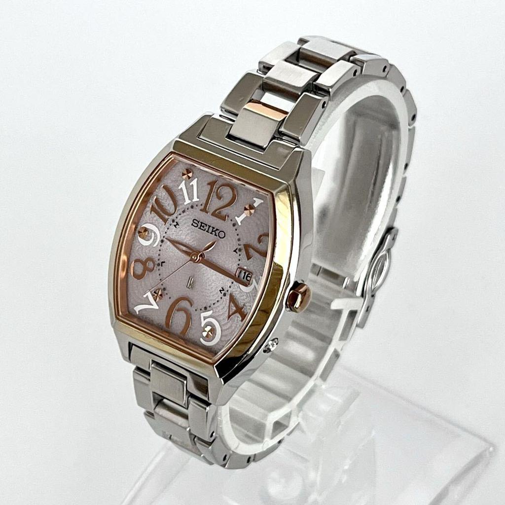 Used [In operation] Polished Seiko SEIKO LUKIA women's watch radio solar good condition pink silver dial gold s2398