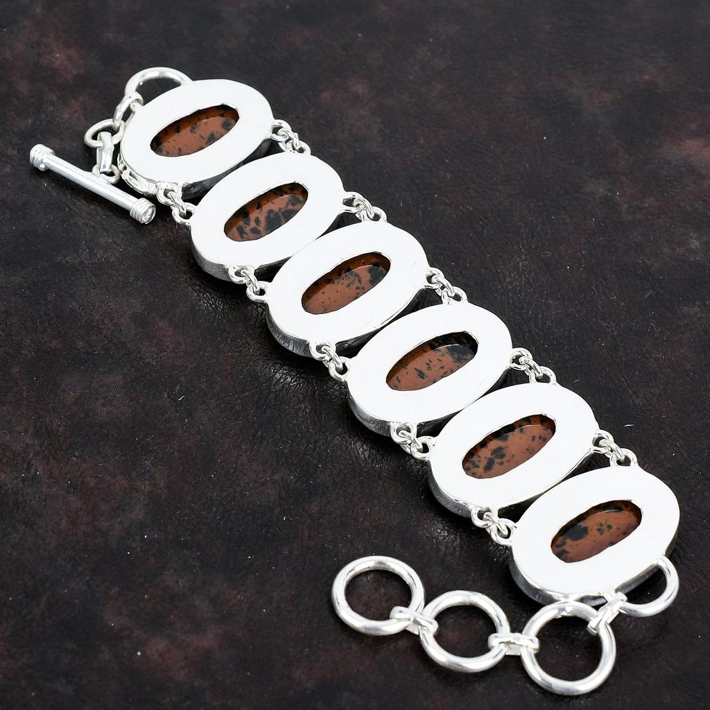 Mahogany Obsidian Bracelet Gemstone Jewelry Handmade Bracelet 925 Sterling Silver Adjustable Chain Bracelet Birthstone Jewelry Gifts for Her