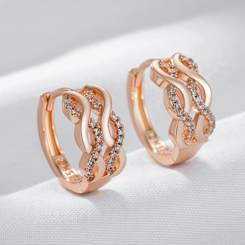 Kienl Shiny Natural Zircon Hoop Dangle Earrings For Women Fashion Rose Gold Color Crystal Vintage Daily Fine Jewelry