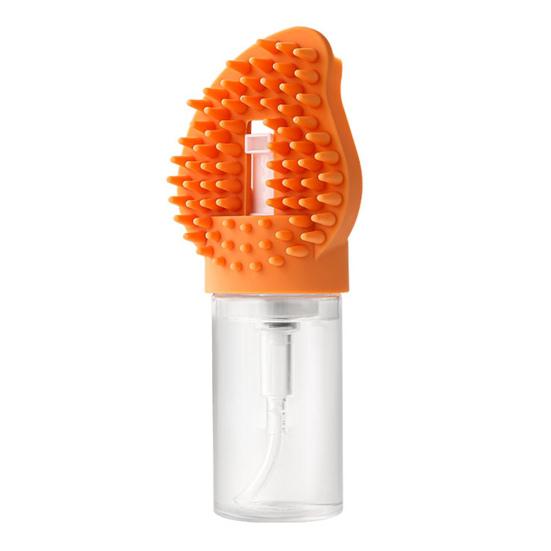 

Щетка для купания собак с дозатором мыла, нескользящей ручкой, ультрамягкой силиконовой щетиной, встроенным дозатором шампуня, щетка для питомцев оранжевый