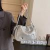 Single Shoulder Women's Crossbody Bag  Popular Small Silver Bag  New Butterfly Metal Design  Korean Cloud Style Bag