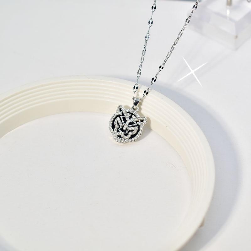 Design Round Tiger Necklace Women'S Guochao Retro Personality Versatile Exquisite Zodiac Pendant Accessories