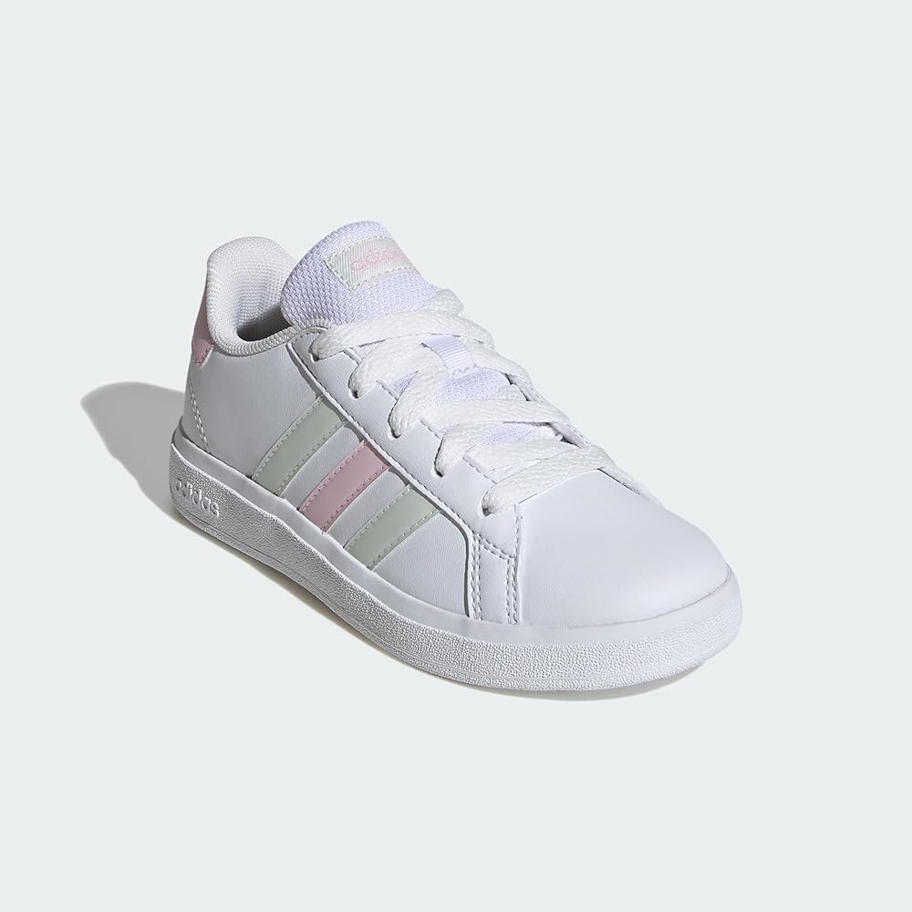 Adidas Grand Court 2.0 Kids Sneakers Unisex Boys Girls 17-25.5cm Footwear White/Clear Pink 18.5 Cm
