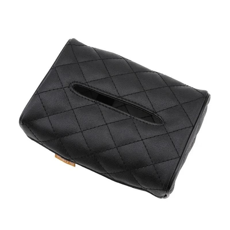 

Car Sunshade Plate Tissue Box Universal Auto Interior Soft Leather Car Tissue Box Car Hanging Buckle Container Paper Bag Tools