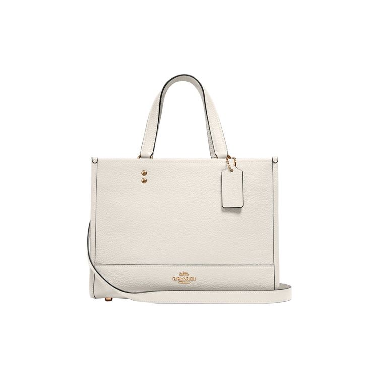 Coach Women's White Dempsey 30 Classic Logo Leather Horizontal Tote Bag Tote Bags Pure- 1959-Imchk