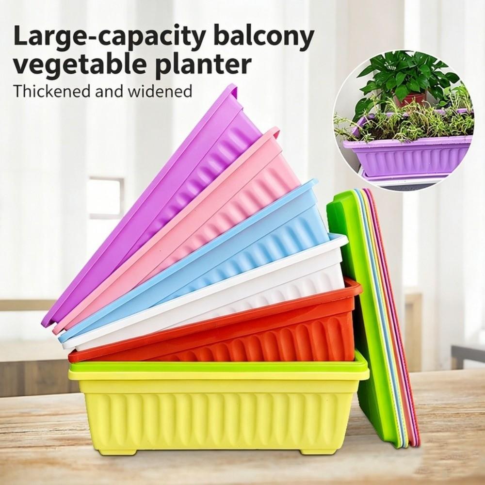 Colorful Rectangular Flower Pot With Tray Plant Pot Quality Garden Planter  Patio