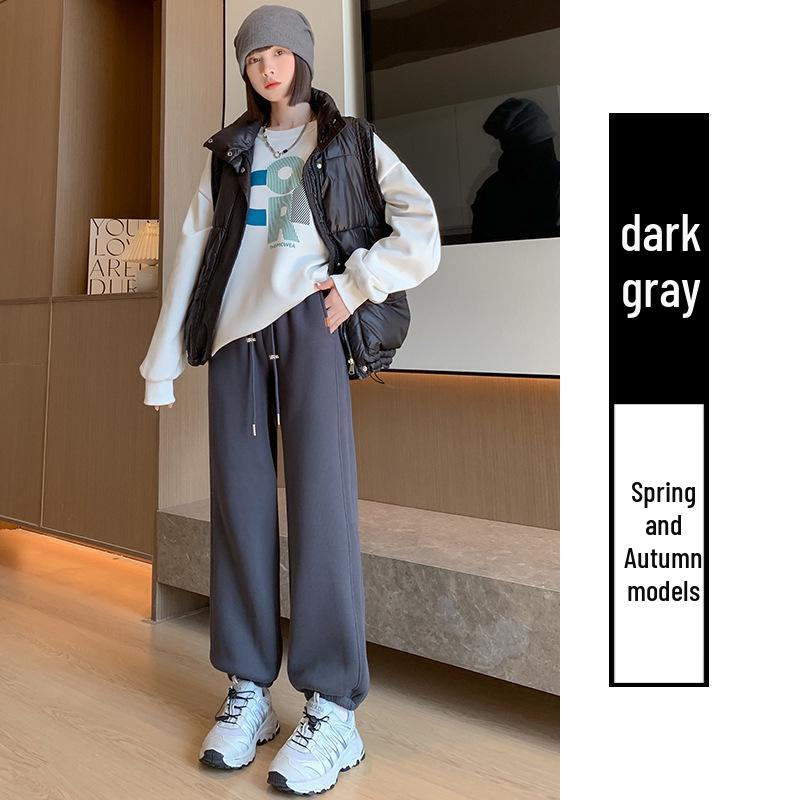 

Maternity White Gray Lambswool Sports Pants - Autumn/Winter 2025, Plus Velvet, Thickened, Loose, Casual, Cuffed. M
