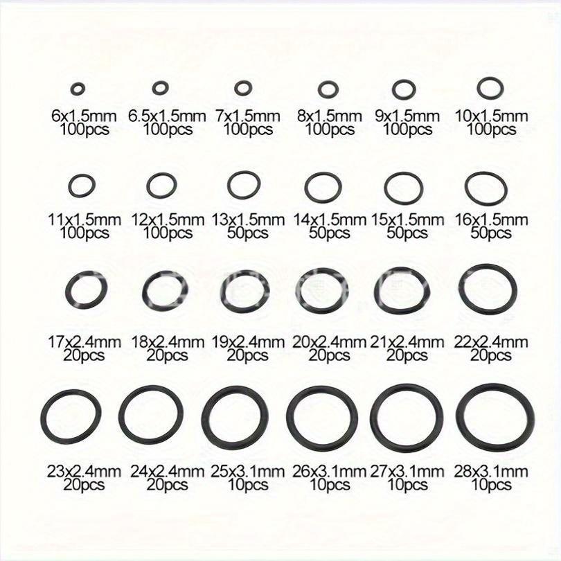 1200pcs Rubber O-Rings 24Size NBR Washer Gasket Sealing Assortment Kit For Plumbing Faucet Automotive Air Or Gas Connections