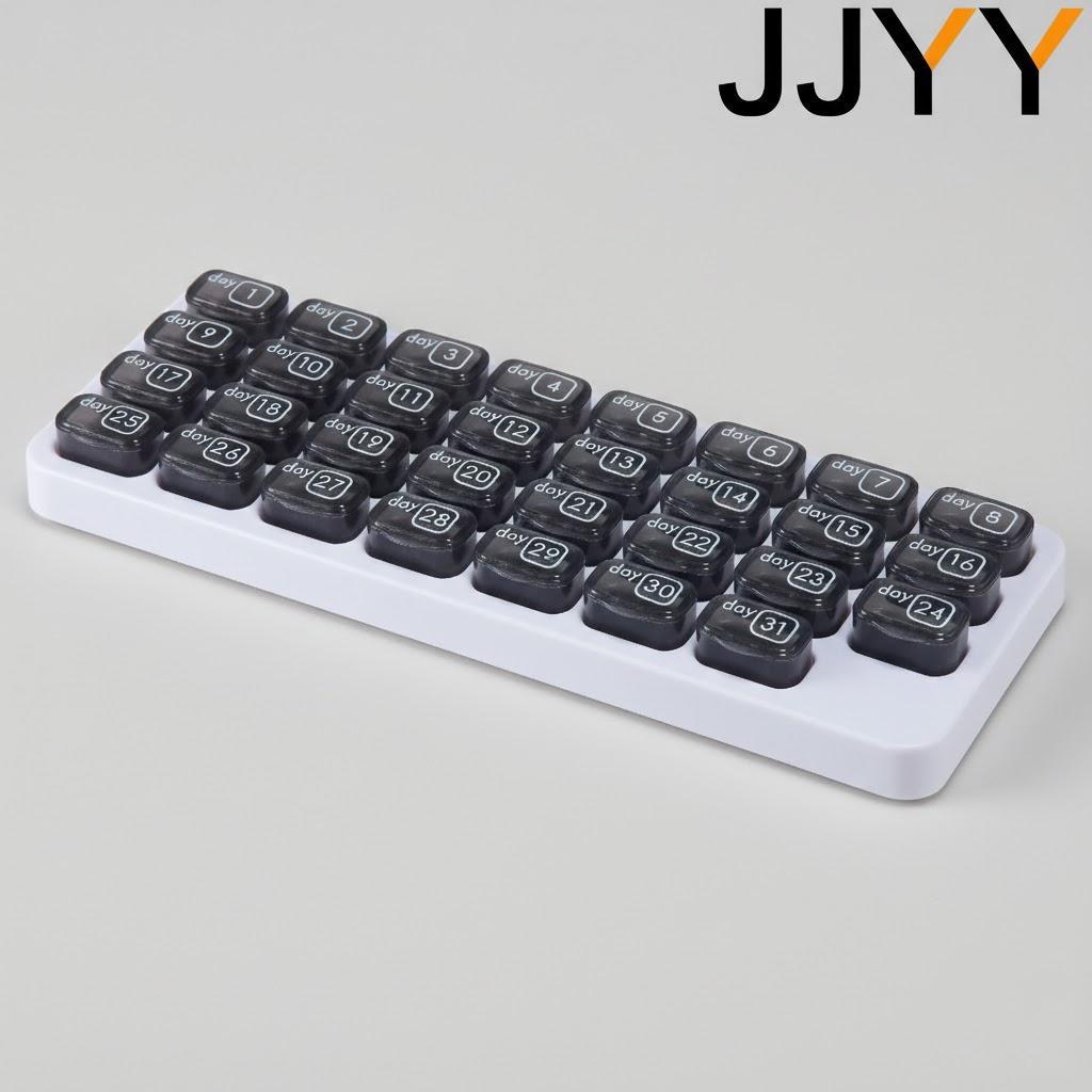 

1Set/31Pcs Keyboard Design Pill Case Organizer Medication Storage Travel Vitamin Compartment Daily Use сірий колір