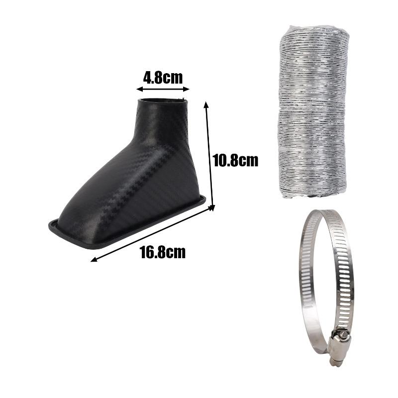 1Set Universal Car Front Bumper Air Intake System Funnel Pipe Set Round/Square Nozzles Vent Tube Kit Turbo Air Inlet Tuyere