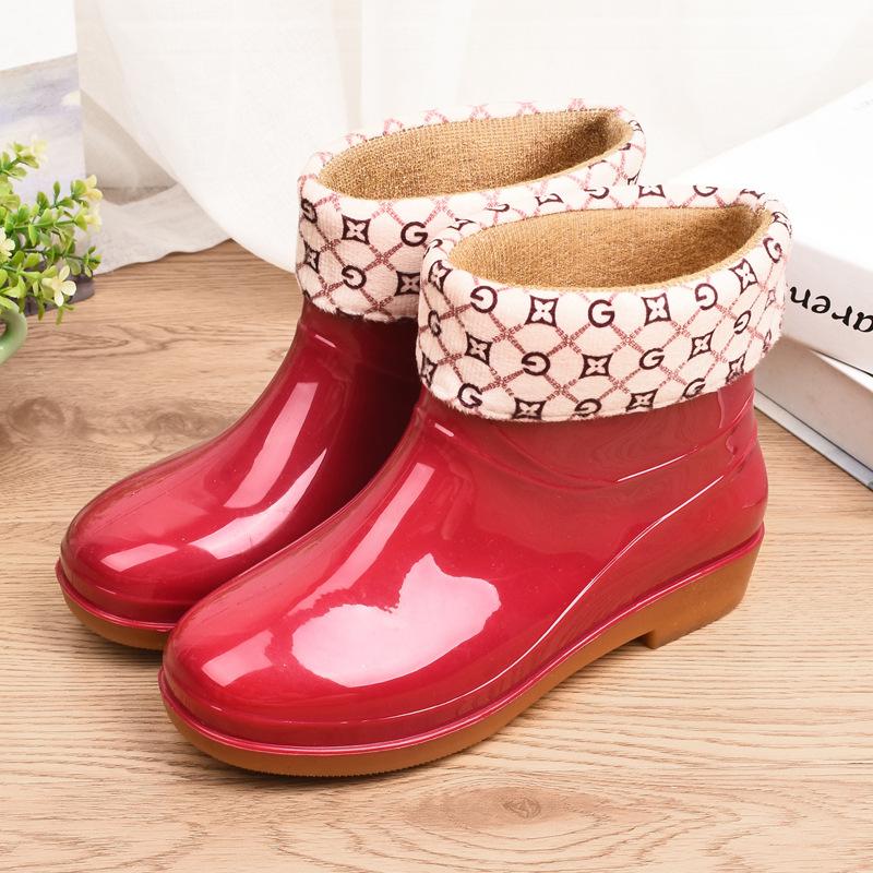 Low Tube Rain Shoes Women's Rain Boots Women's Short Tube Water Shoes Fashion Outer Overshoes Non-slip Rubber Shoes for Daily Work