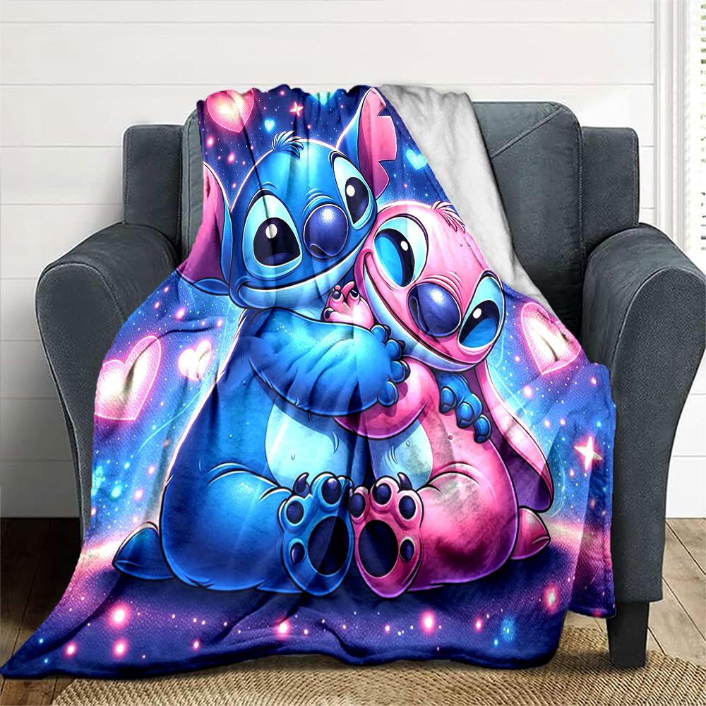 Stitch Friendship Flannel Blanket Super Soft Warm Cozy Blanket For Sofa Bed Office Travel Allseason Home Decor Gift