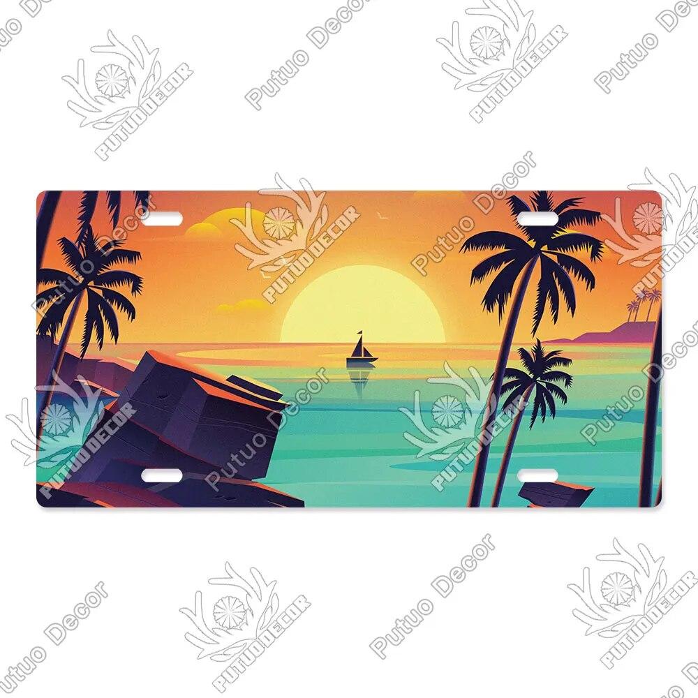 Putuo Decor Ilustrace SPZ Plechová cedule Plaketa Kovová dekorativní deska do auta Dveře do obývacího pokoje Domácí nástěnná dekorace