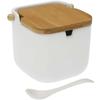 Sucrier En Céramique - VERSA - Blanc - Couvercle En Bambou - 9,20 Cm - 0,33 Kg