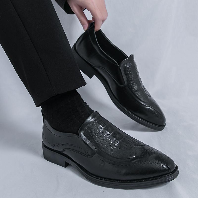 Men Loafers Dress Business Office Formal Shoes Black Brown Retro Leather Shoes Plus Size