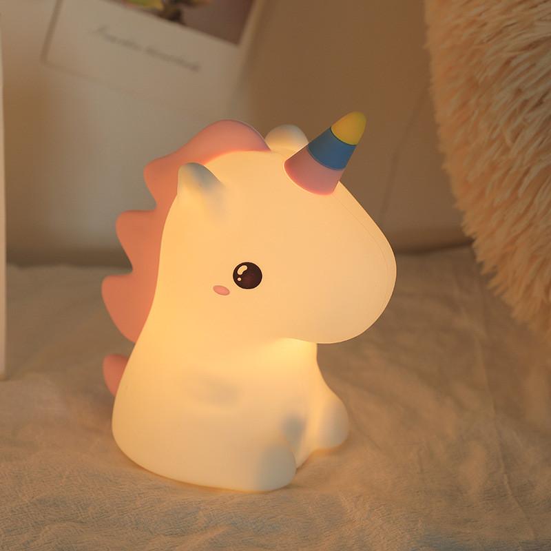 Cat Dinosaur Unicorn Silicone Night Light Mushroom Dog Lamp Kids Room Decor Gift