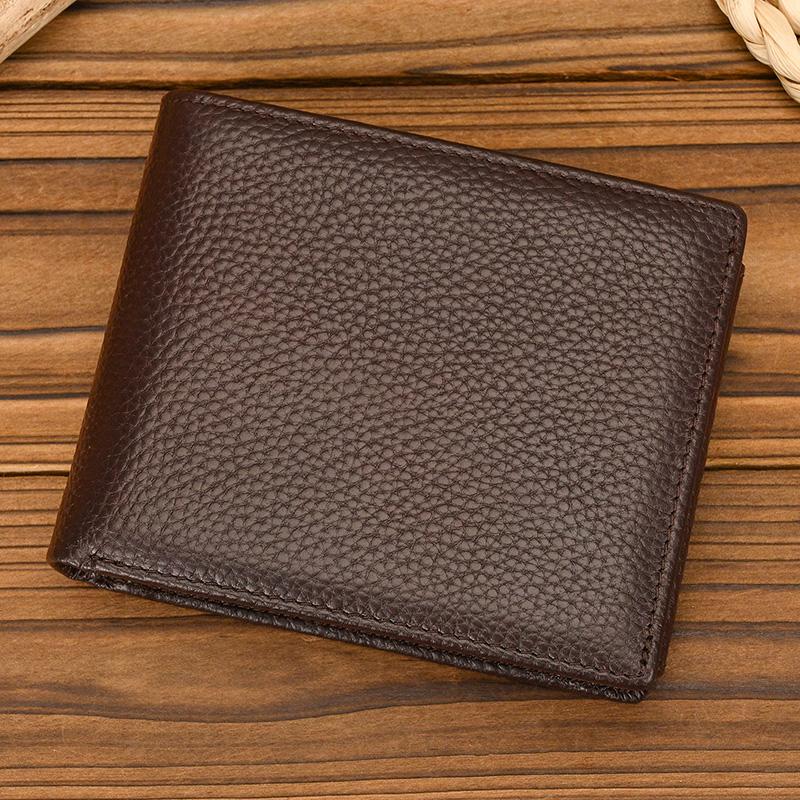 Fashion Men's Short Wallet Genuine Leather Handmade Leather Short Purse For Man Male Cowhide Small Purse For Men Card Holder