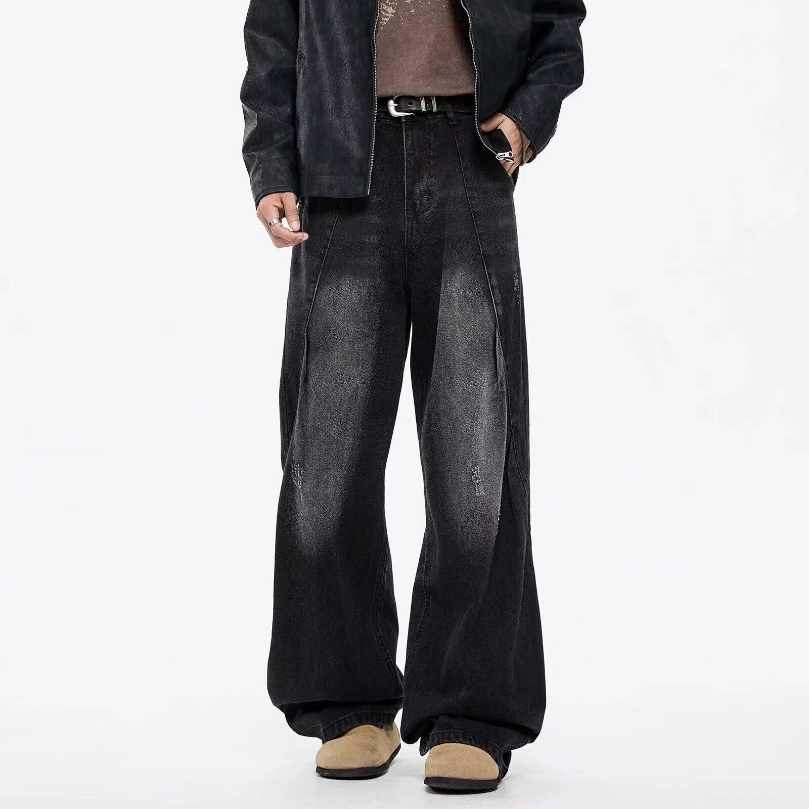 Джинсы JYL мужские широкие американская винтажность стирка синий хай-стрит свободные прямые деним L амарантовый